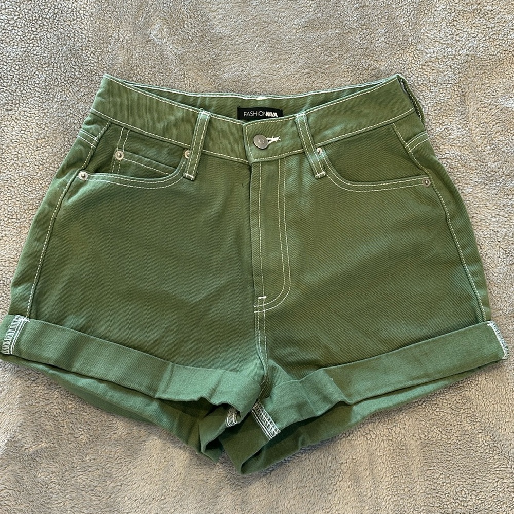Green High Rise Fashion Nova Shorts